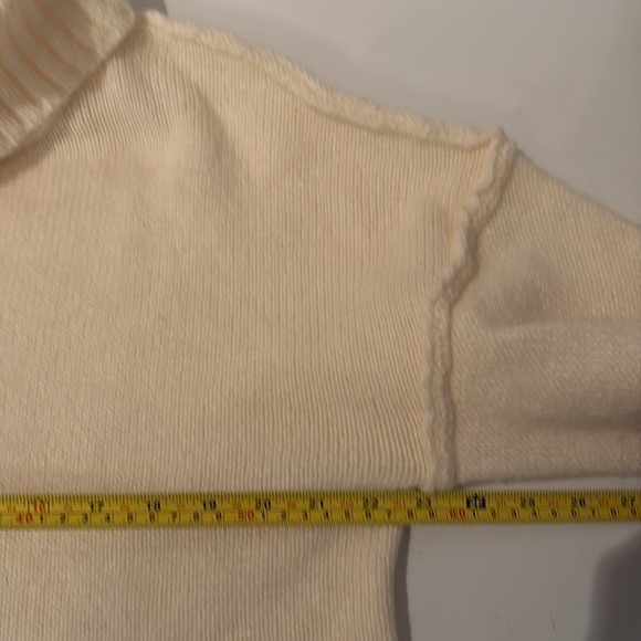 New in cream cozy turtleneck sweater drop shoulder long sleeve raw seam rib hem - Picture 12 of 16